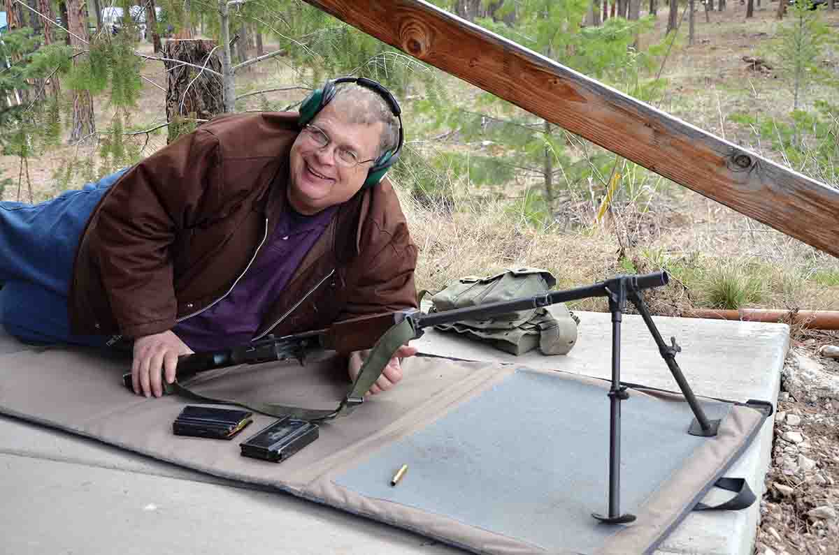 Here’s Mike shooting a World War II vintage U.S Browning Automatic Rifle (BAR).